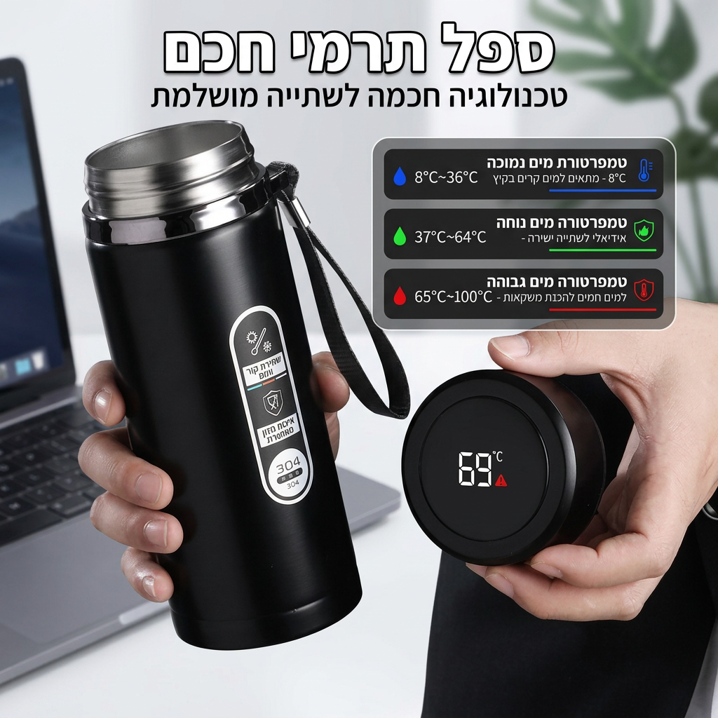 AirBoo Thermo™ בקבוק חכם שומר-קור